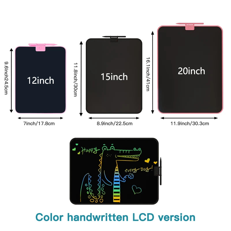LCD Writing & Drawing Tablet – Colorful Screen for Kids’ Doodles, Notes & Learning (12/15/20 Inch)