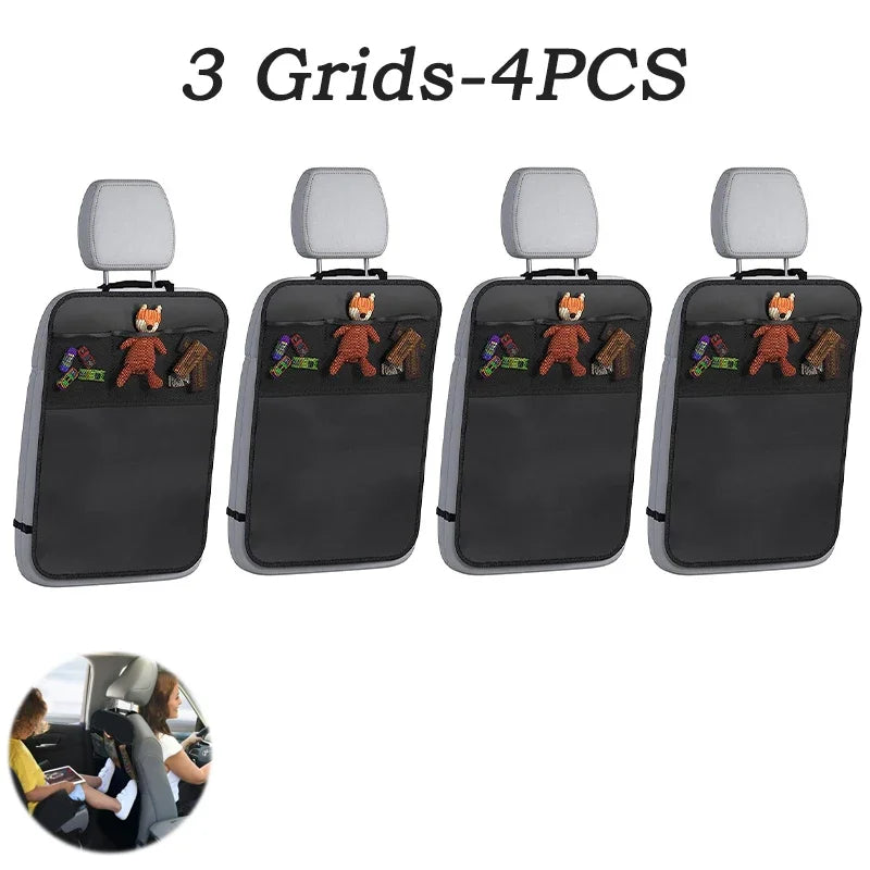 Kick Mat Car Seat Protector with 3 Storage Pockets (Waterproof & Universal Fit)