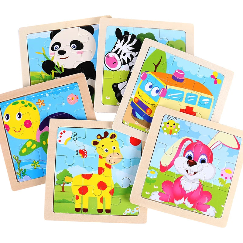 Colorful Animal Jigsaw Puzzle – Montessori-Inspired Wooden Toy for Toddlers (Ages 2–5)