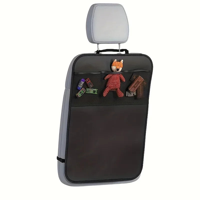 Kick Mat Car Seat Protector with 3 Storage Pockets (Waterproof & Universal Fit)