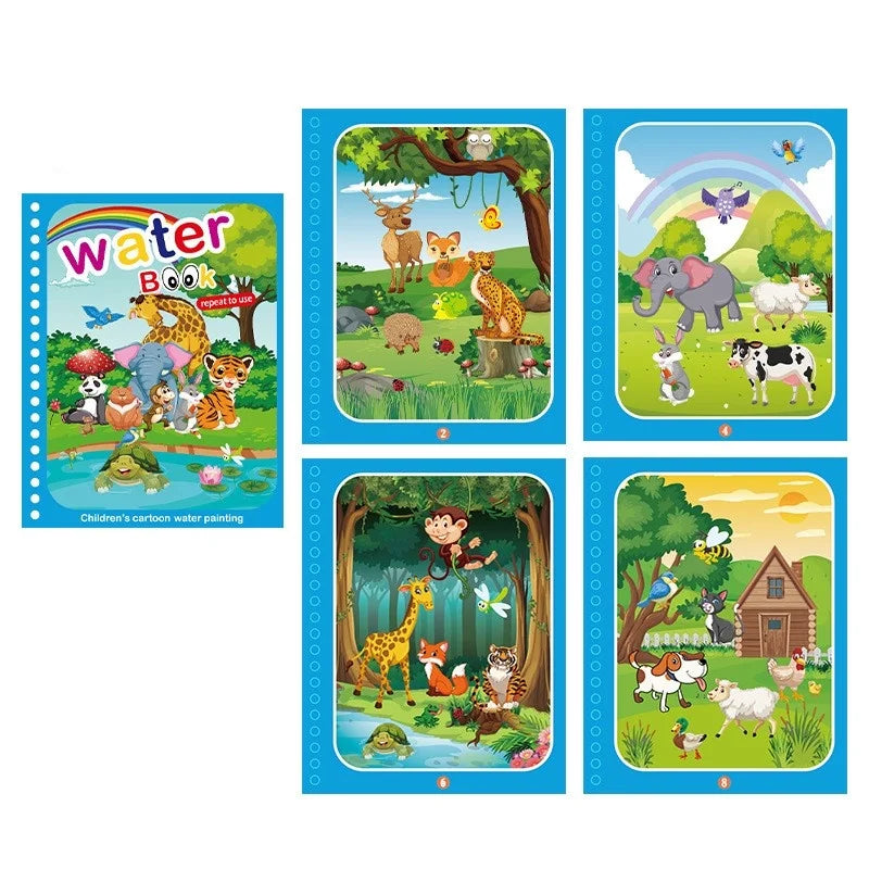 Reusable Water Drawing Book – Mess-Free Magic Painting Pad for Toddlers (Includes Water Pen)