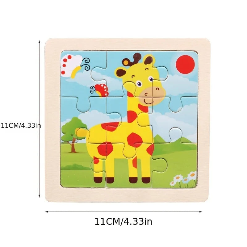 Colorful Animal Jigsaw Puzzle – Montessori-Inspired Wooden Toy for Toddlers (Ages 2–5)