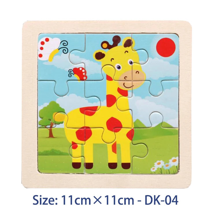 Colorful Animal Jigsaw Puzzle – Montessori-Inspired Wooden Toy for Toddlers (Ages 2–5)
