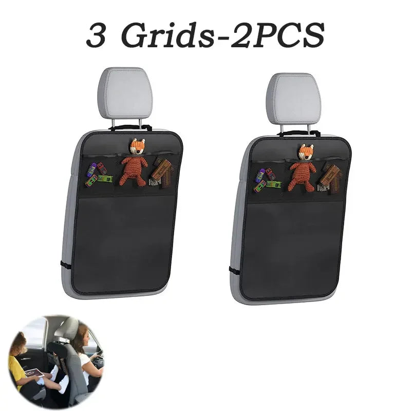 Kick Mat Car Seat Protector with 3 Storage Pockets (Waterproof & Universal Fit)