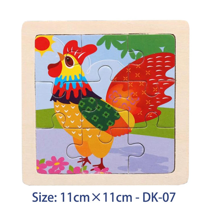 Colorful Animal Jigsaw Puzzle – Montessori-Inspired Wooden Toy for Toddlers (Ages 2–5)