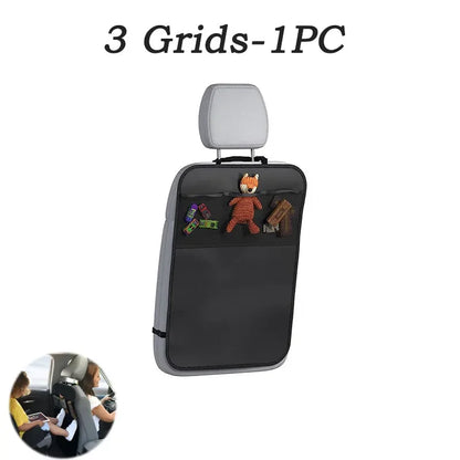 Kick Mat Car Seat Protector with 3 Storage Pockets (Waterproof & Universal Fit)