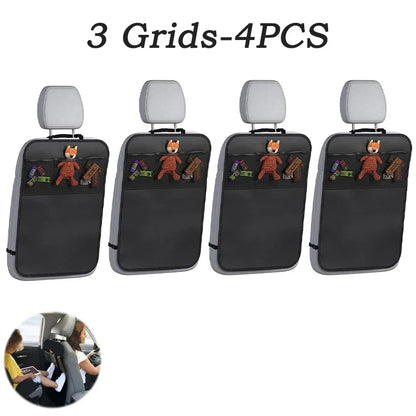Kick Mat Car Seat Protector with 3 Storage Pockets (Waterproof & Universal Fit)