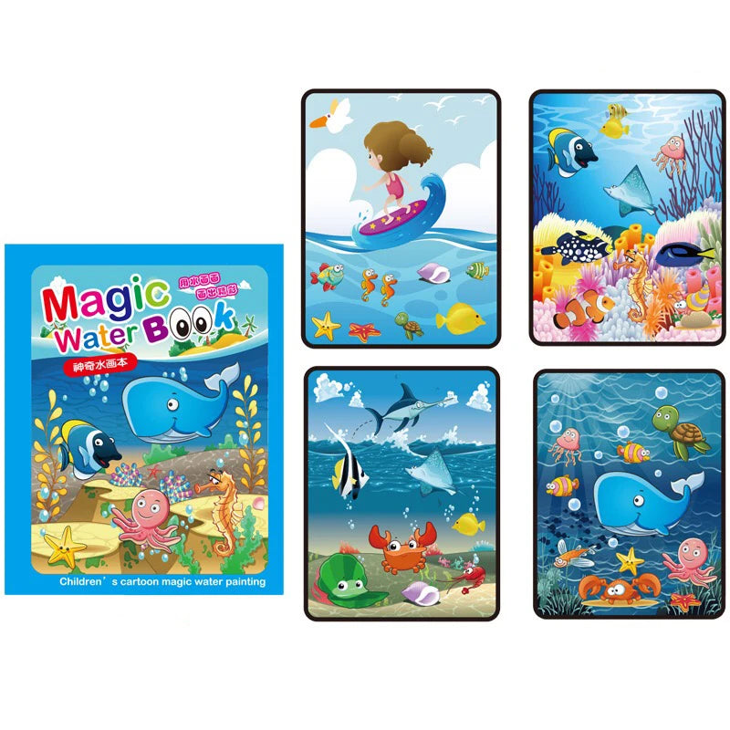 Reusable Water Drawing Book – Mess-Free Magic Painting Pad for Toddlers (Includes Water Pen)