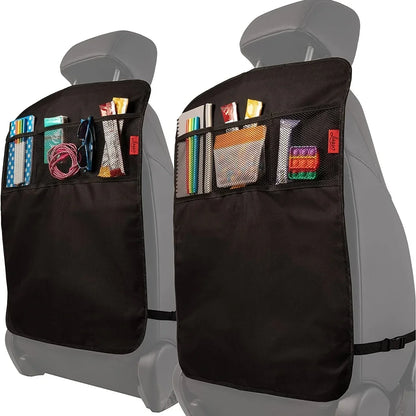 Kick Mat Car Seat Protector with 3 Storage Pockets (Waterproof & Universal Fit)