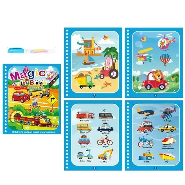 Reusable Water Drawing Book – Mess-Free Magic Painting Pad for Toddlers (Includes Water Pen)