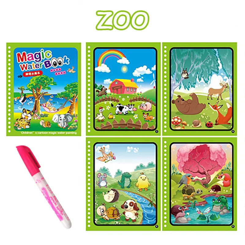 Reusable Water Drawing Book – Mess-Free Magic Painting Pad for Toddlers (Includes Water Pen)
